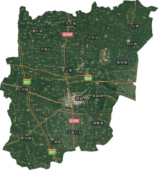 卫星地图:安徽宿州市及所辖各县城区